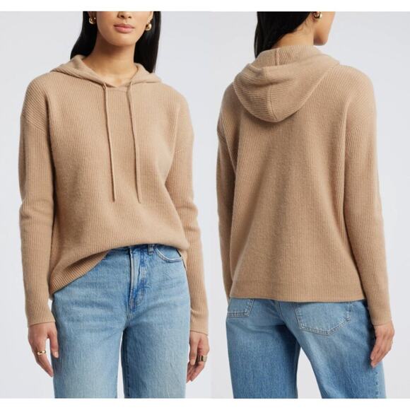 Nordstrom Wool & Cashmere Knit Hoodie in Camel - Picture 1 of 8